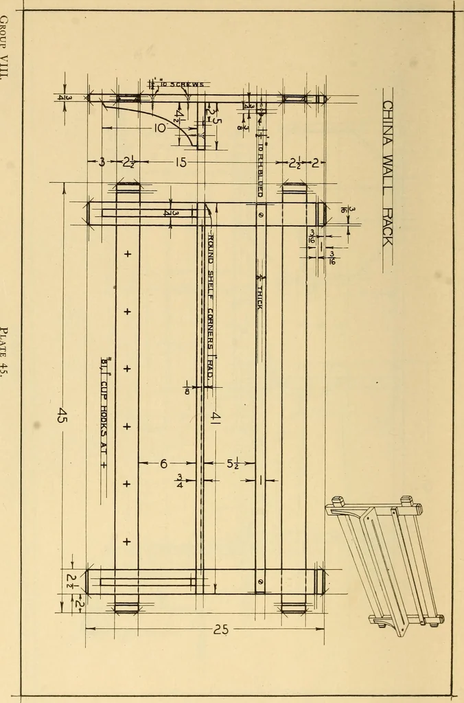 An illustration from Correlated courses in woodwork and mechanical drawing, 1912, leaf 187
