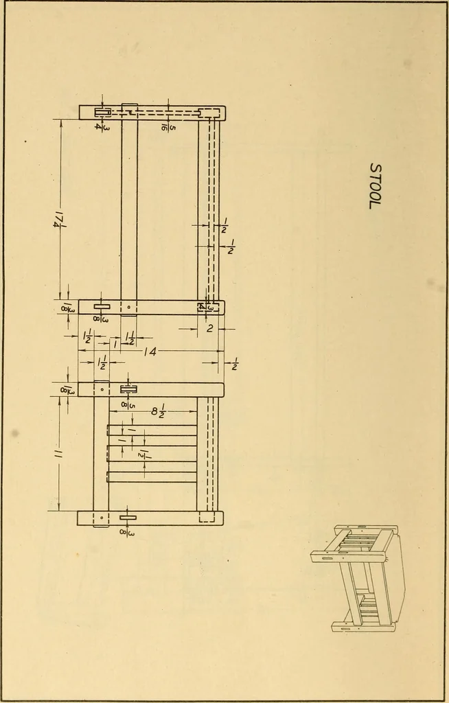 An illustration from Correlated courses in woodwork and mechanical drawing, 1912, leaf 205