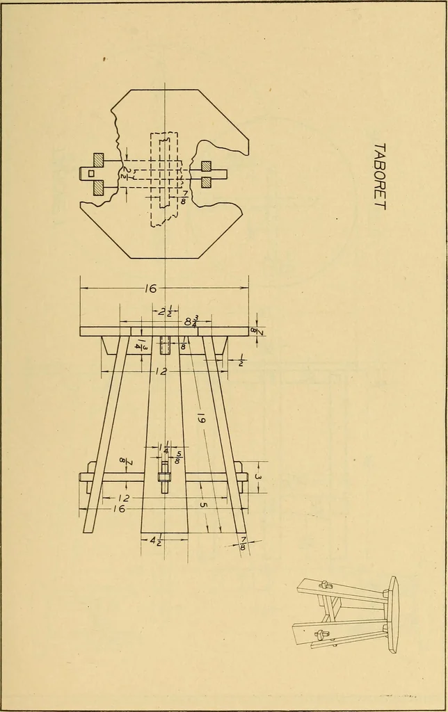 An illustration from Correlated courses in woodwork and mechanical drawing, 1912, leaf 206