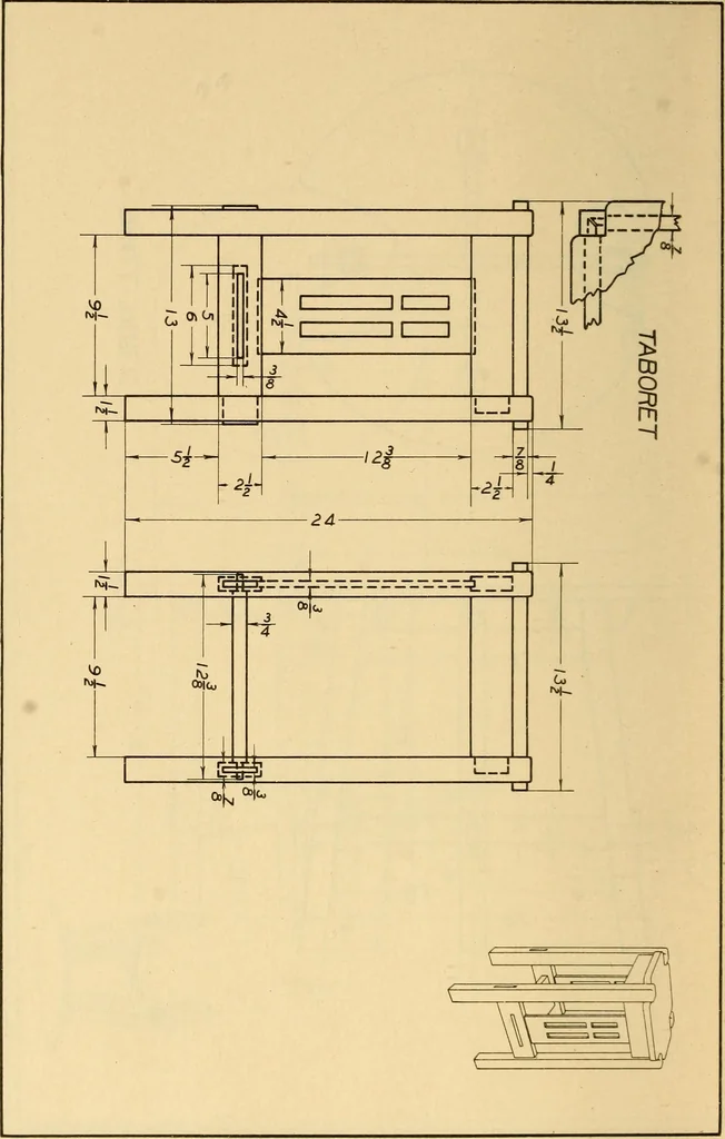 An illustration from Correlated courses in woodwork and mechanical drawing, 1912, leaf 209