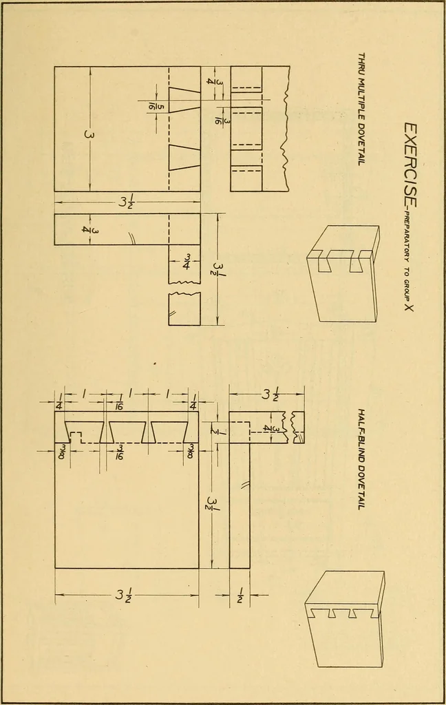 An illustration from Correlated courses in woodwork and mechanical drawing, 1912, leaf 234