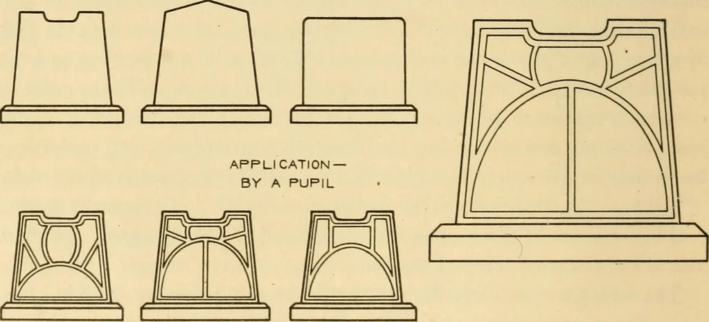 An illustration from Correlated courses in woodwork and mechanical drawing, 1912, leaf 55