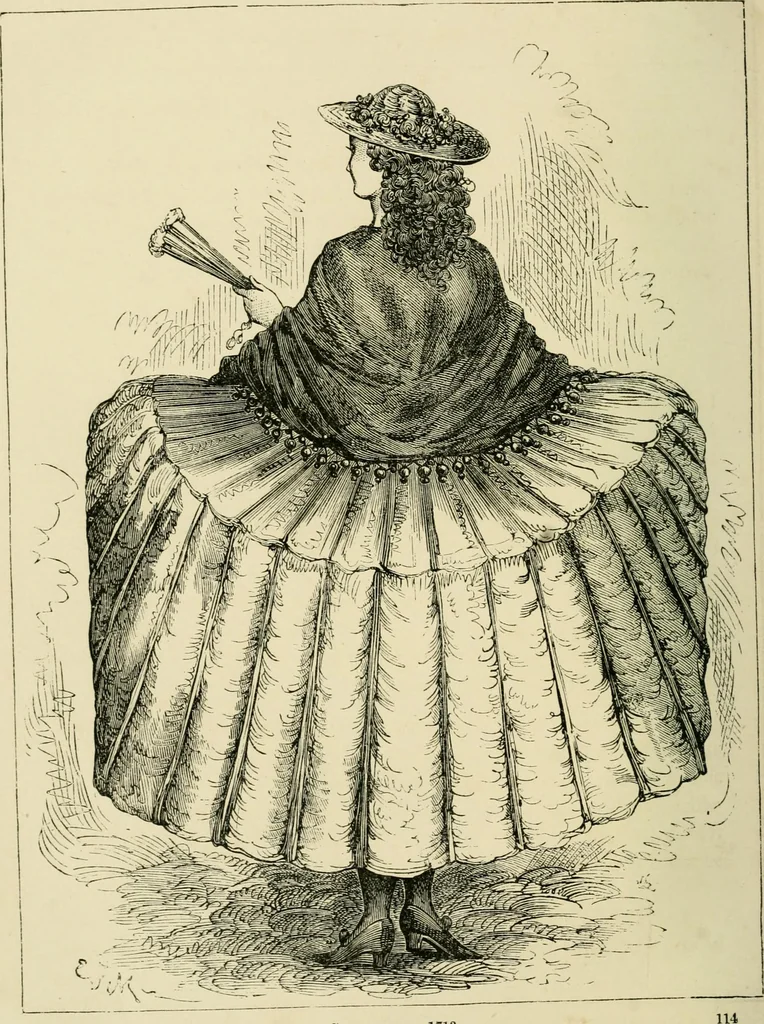 An illustration from The corset and the crinoline : a book of modes and costumes from remote periods to the present time, 1868, leaf 119