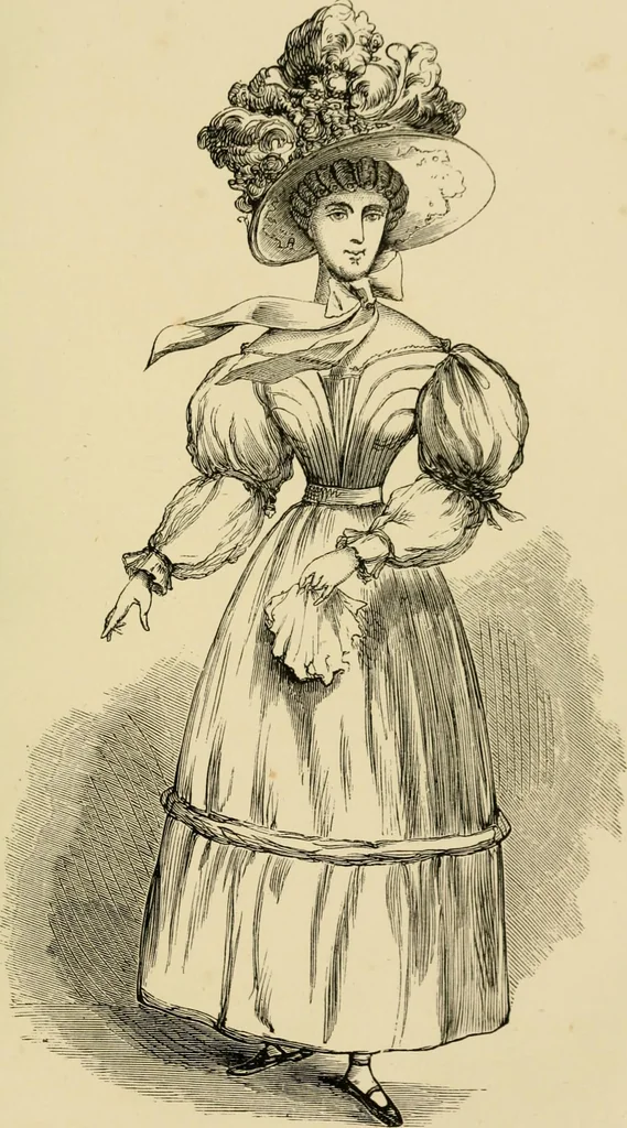 An illustration from The corset and the crinoline : a book of modes and costumes from remote periods to the present time, 1868, leaf 150