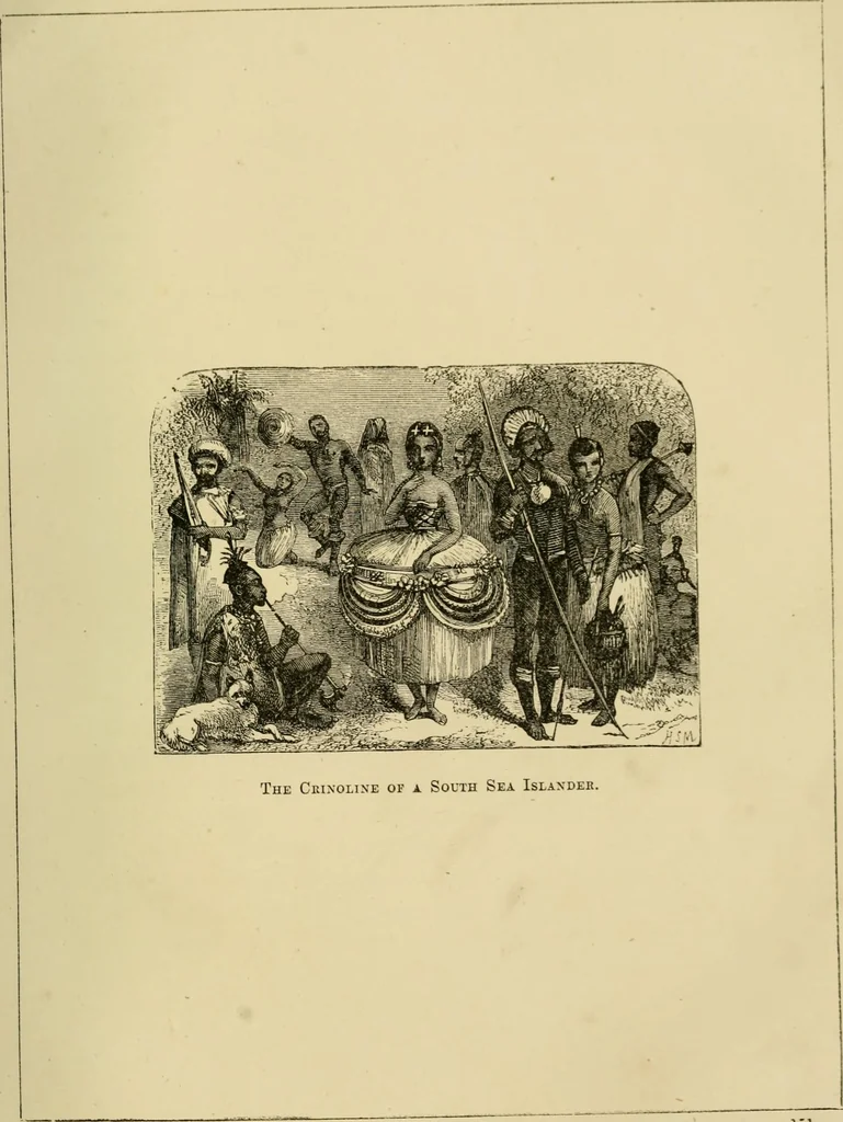 An illustration from The corset and the crinoline : a book of modes and costumes from remote periods to the present time, 1868, leaf 156