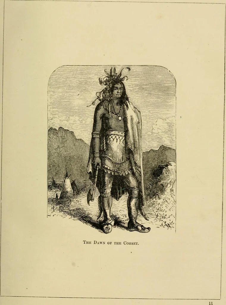 An illustration from The corset and the crinoline : a book of modes and costumes from remote periods to the present time, 1868, leaf 18