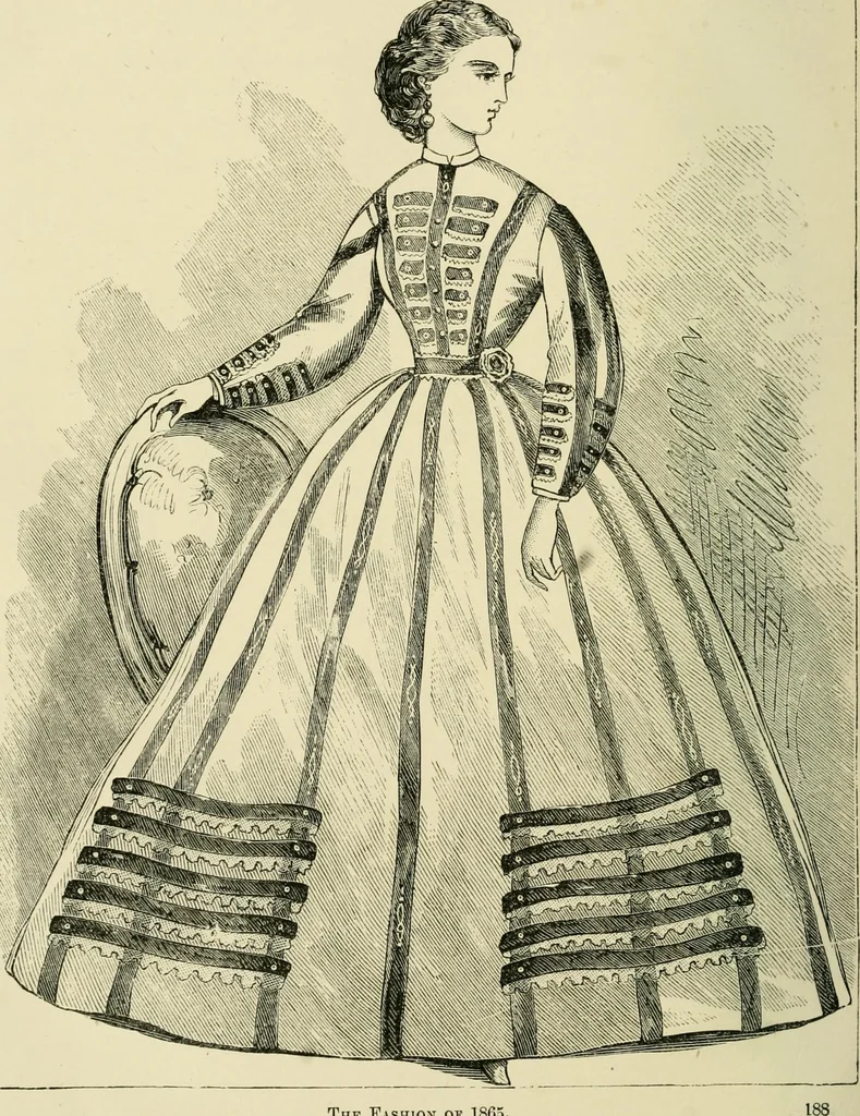 An illustration from The corset and the crinoline : a book of modes and costumes from remote periods to the present time, 1868, leaf 193