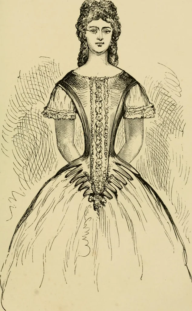 An illustration from The corset and the crinoline : a book of modes and costumes from remote periods to the present time, 1868, leaf 202