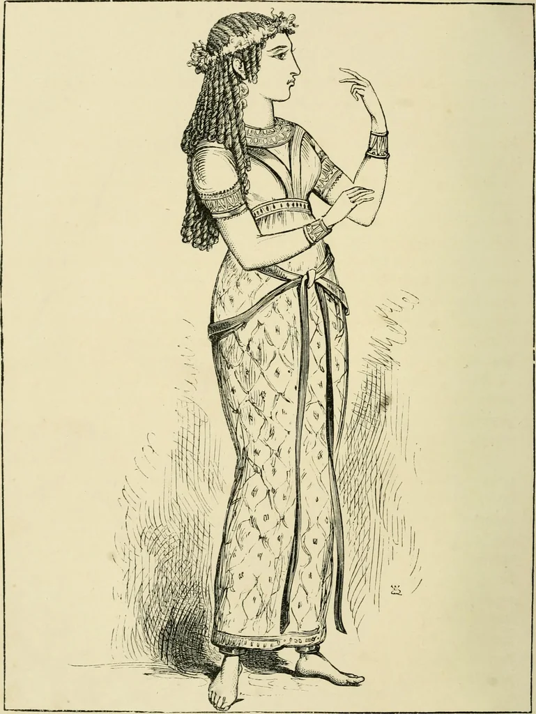 An illustration from The corset and the crinoline : a book of modes and costumes from remote periods to the present time, 1868, leaf 31