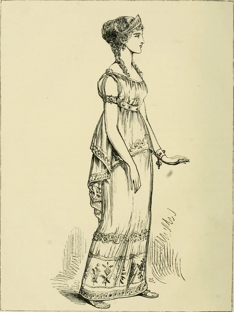 An illustration from The corset and the crinoline : a book of modes and costumes from remote periods to the present time, 1868, leaf 39
