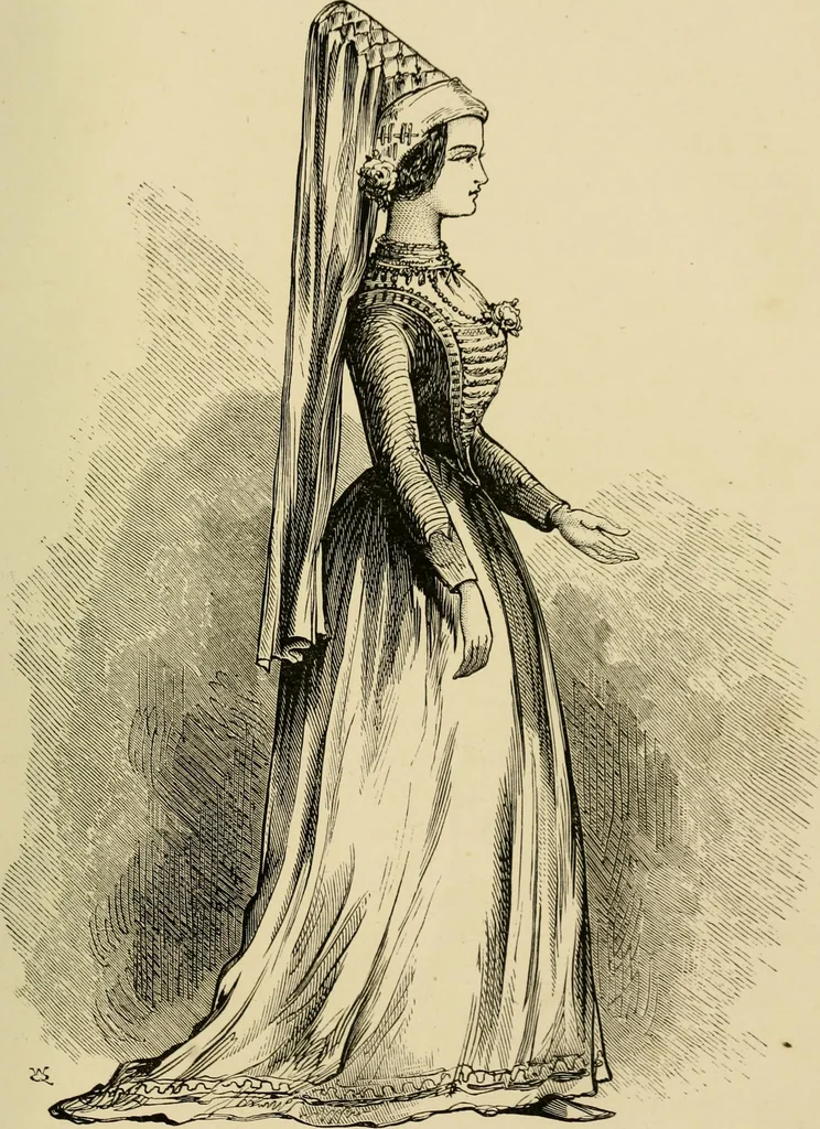 An illustration from The corset and the crinoline : a book of modes and costumes from remote periods to the present time, 1868, leaf 56