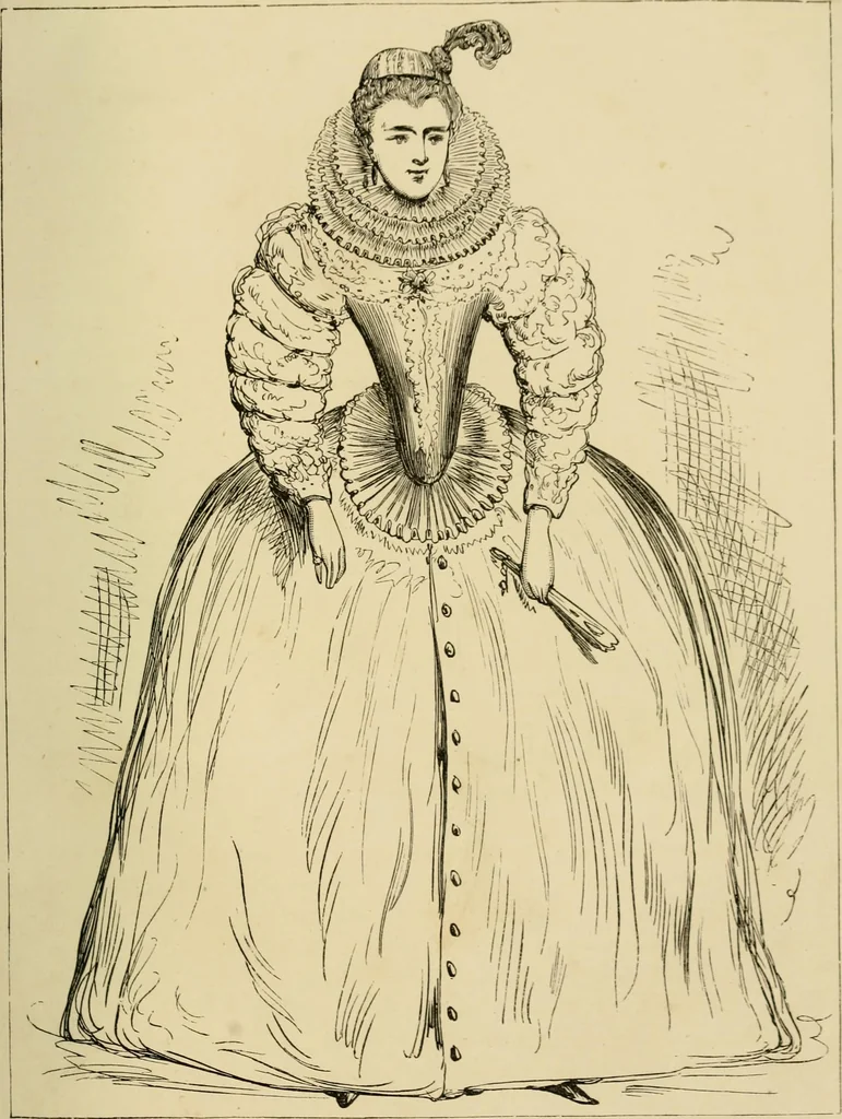 An illustration from The corset and the crinoline : a book of modes and costumes from remote periods to the present time, 1868, leaf 60