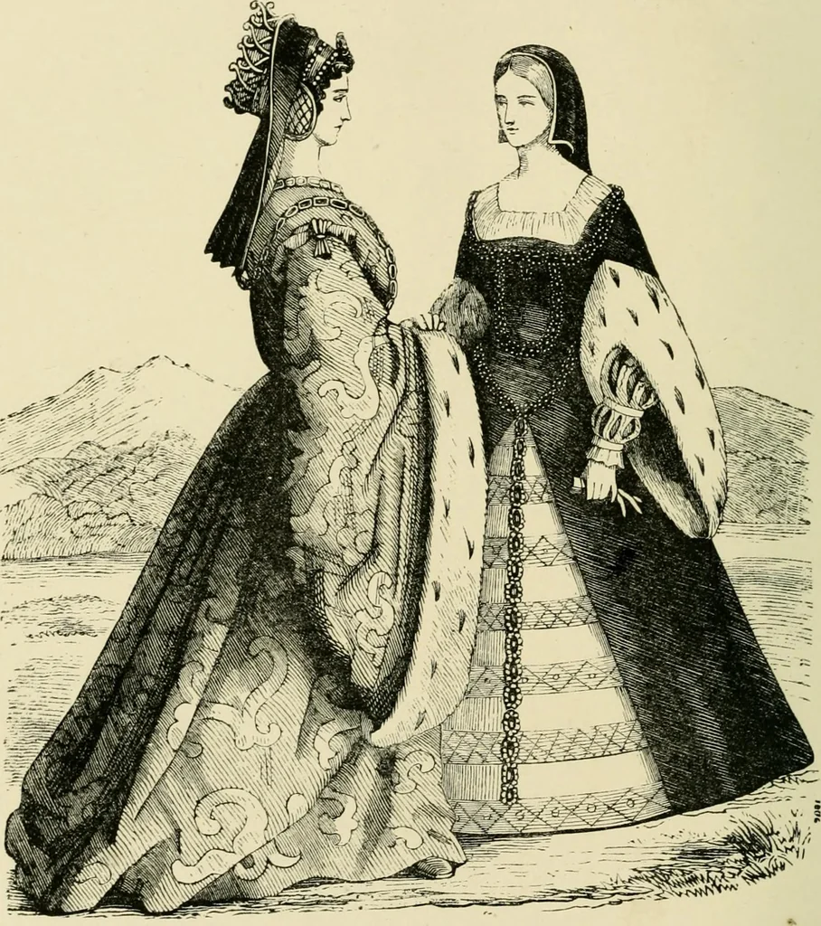 An illustration from The corset and the crinoline : a book of modes and costumes from remote periods to the present time, 1868, leaf 75