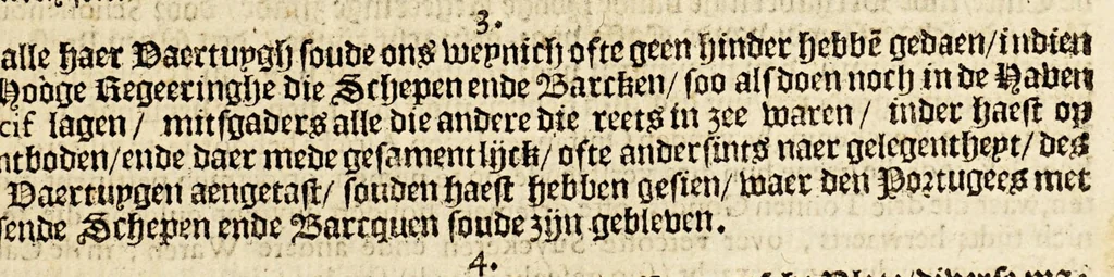 An illustration from Cort, bondigh ende waerachtich verhael van't schandelijck over-geven ende verlaten vande voorname conquesten van Brasil, : onder de regeeringe vande Heeren Wouter van Schonenburgh, president, Hendrick Haecx, hoogen raet, ende Sigismondus van Schoppe, luytenant Generael over de militie, 1654, 1655, leaf 11
