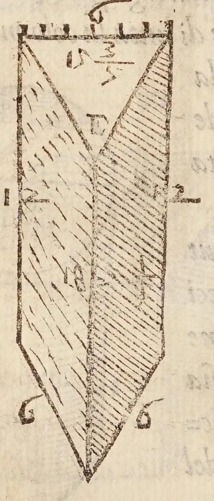An illustration from Cosimo Bartoli ... Del modo di misvrare le distantie, le superficie, i corpi, le piante, le prouincie, le prospettiue, & tutte le altre cose terrene, che possono occorrere a gli huomini, secondo le uere regole d'Euclide, & de gli altri piu lodati scrittori, 1564, leaf 162