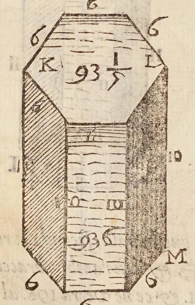 An illustration from Cosimo Bartoli ... Del modo di misvrare le distantie, le superficie, i corpi, le piante, le prouincie, le prospettiue, & tutte le altre cose terrene, che possono occorrere a gli huomini, secondo le uere regole d'Euclide, & de gli altri piu lodati scrittori, 1564, leaf 164