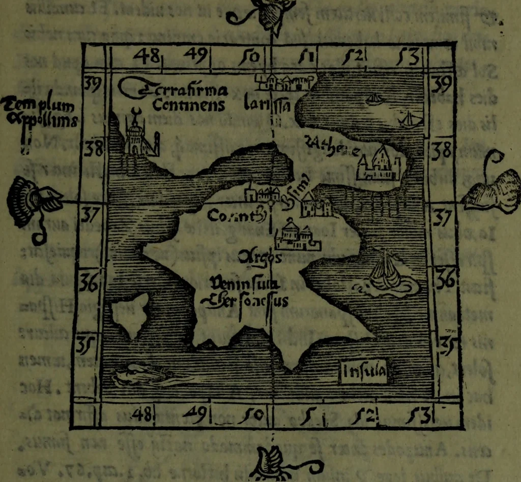 An illustration from Cosmographiae introductio cum quibusdam geometriae ac astronomiae principiis ad eam rem necessariis, 1541, leaf 48