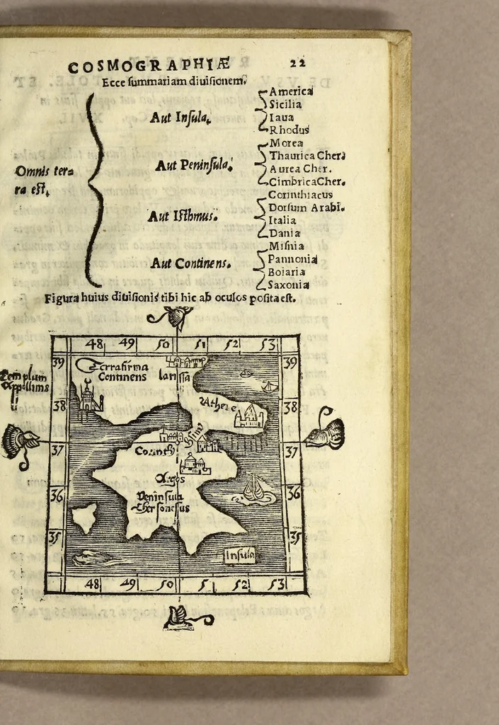 An illustration from Cosmographiae introductio : cum quibusdam geometriæ ac astronomiæ principiis ad eam rem necessariis, 1541, leaf 49