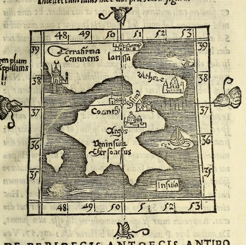 An illustration from Cosmographiae introductio : cum quibusdam geometriæ ac astronomiæ principiis ad eam rem necessariis, 1541, leaf 51