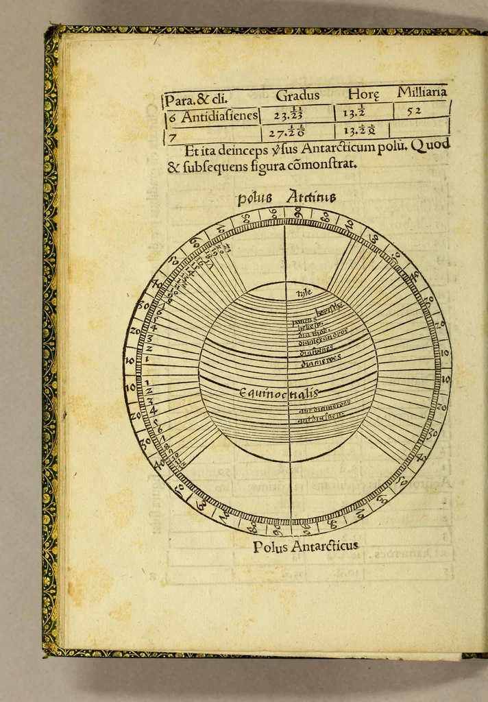 An illustration from Cosmographiae introductio, : cum quibusdam geometriae ac astronomiae principiis ad eam rem necessariis : insuper quatuor Americi Vespucij nauigationes. : Vniversalis Cbosmgraphiae [sic] descriptio tam in solido [quam] plano, eis etiam insertis qu[a]e Ptholom[a]eo ignota a nuperis reperta sunt, 1507, leaf 30