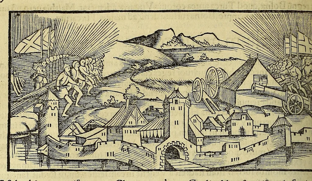 An illustration from Cosmographiae uniuersalis lib. VI. in quibus, iuxta certioris fidei scriptorum traditionem describuntur, omniu[m] habitabilis orbis partiu[m] situs, p[ro]priæq[ue] dotes. regionum topographicæ effigies .., 1550, leaf 318