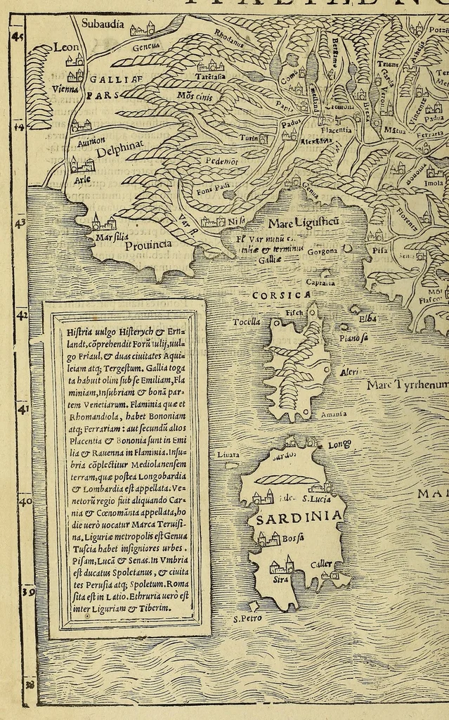 An illustration from Cosmographiae vniuersalis lib. VI. in quibus iuxta certioris fidei scriptores, sine omni cuiuscunq[ue] molestia, uel læsione, describuntur, omnium habitabilis orbis partium situs propriæq[ue] dotes. regionum topographicæ picturæ. ..., 1572, leaf 44