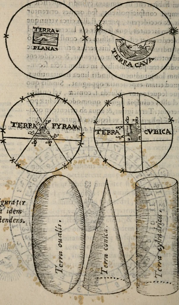 An illustration from Cosmographia in qvatvor libros distribvta summo ordine, miraqve facilitate, ac breuitate ad magnam Ptolemæi mathematicam constructionem, ad vniuersamque astrologiam institutens. Francisco Barocio ... avtore. Cum præfatione eiusdem autoris, in qua perfecta quidem astrologiæ diuisio, & enarratio autorum illustrium, & voluminum ab eis conscriptorum in singulis astrologiæ partibus habetur: Joannis de Sacrobosco verò 84 errores, et alij permulti suorum expositorum, & sectatorum ostenduntur. rationibusq[uam] redarguuntur. Præcesserunt etiam quædam communia mathematica, necnon arithmetica, & geometrica principia, nonnullæq[uam] propositiones, de quibus in toto opere sæpe fit mentio: ac demum locupletissimus index eorum, quæ ipsa Cosmographia continentur .., 1585, leaf 161