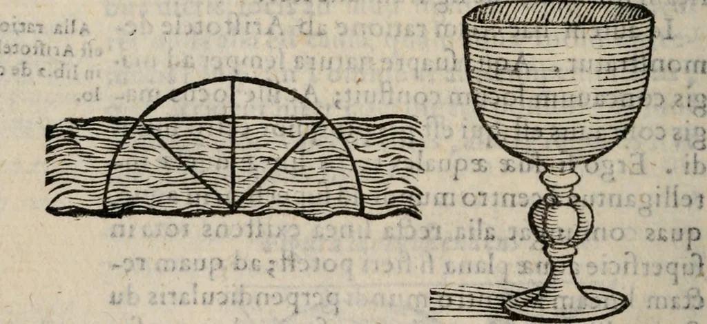 An illustration from Cosmographia in qvatvor libros distribvta summo ordine, miraqve facilitate, ac breuitate ad magnam Ptolemæi mathematicam constructionem, ad vniuersamque astrologiam institutens. Francisco Barocio ... avtore. Cum præfatione eiusdem autoris, in qua perfecta quidem astrologiæ diuisio, & enarratio autorum illustrium, & voluminum ab eis conscriptorum in singulis astrologiæ partibus habetur: Joannis de Sacrobosco verò 84 errores, et alij permulti suorum expositorum, & sectatorum ostenduntur. rationibusq[uam] redarguuntur. Præcesserunt etiam quædam communia mathematica, necnon arithmetica, & geometrica principia, nonnullæq[uam] propositiones, de quibus in toto opere sæpe fit mentio: ac demum locupletissimus index eorum, quæ ipsa Cosmographia continentur .., 1585, leaf 167