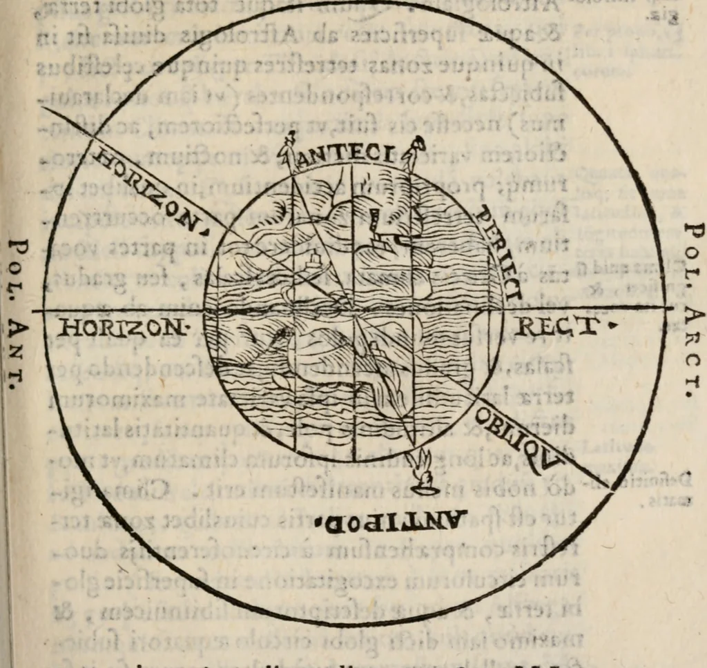 An illustration from Cosmographia in qvatvor libros distribvta summo ordine, miraqve facilitate, ac breuitate ad magnam Ptolemæi mathematicam constructionem, ad vniuersamque astrologiam institutens. Francisco Barocio ... avtore. Cum præfatione eiusdem autoris, in qua perfecta quidem astrologiæ diuisio, & enarratio autorum illustrium, & voluminum ab eis conscriptorum in singulis astrologiæ partibus habetur: Joannis de Sacrobosco verò 84 errores, et alij permulti suorum expositorum, & sectatorum ostenduntur. rationibusq[uam] redarguuntur. Præcesserunt etiam quædam communia mathematica, necnon arithmetica, & geometrica principia, nonnullæq[uam] propositiones, de quibus in toto opere sæpe fit mentio: ac demum locupletissimus index eorum, quæ ipsa Cosmographia continentur .., 1585, leaf 338
