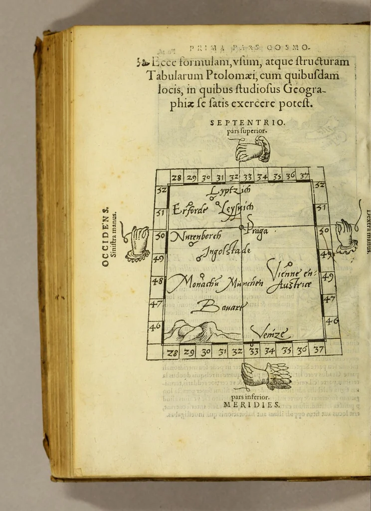 An illustration from Cosmographia Petri Apiani,, 1550, leaf 60