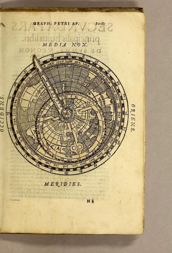 An illustration from Cosmographia Petri Apiani,, 1564, leaf 63