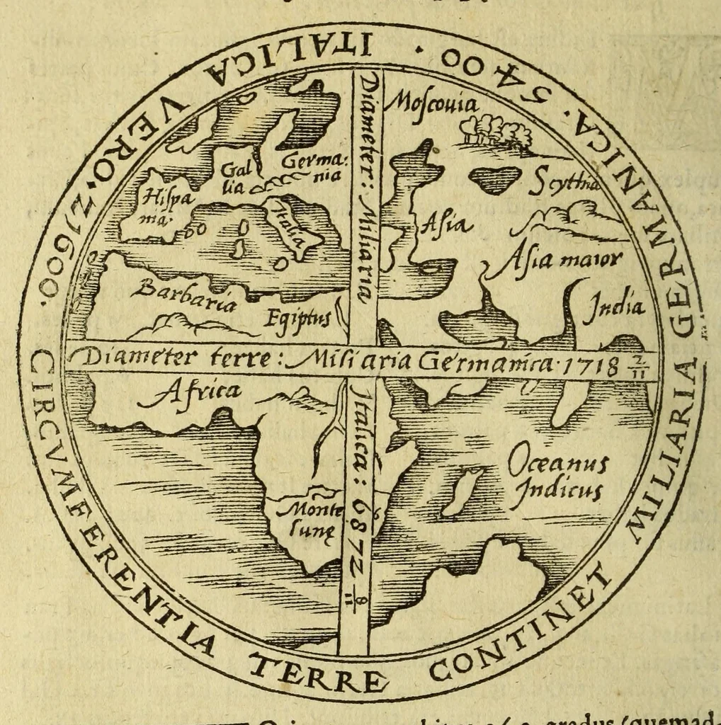An illustration from Cosmographia Petri Apiani,, 1553, leaf 40