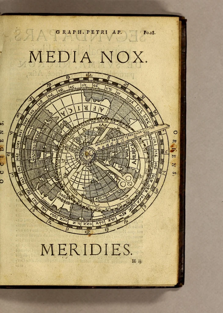 An illustration from Cosmographia Petri Apiani,, 1553, leaf 65
