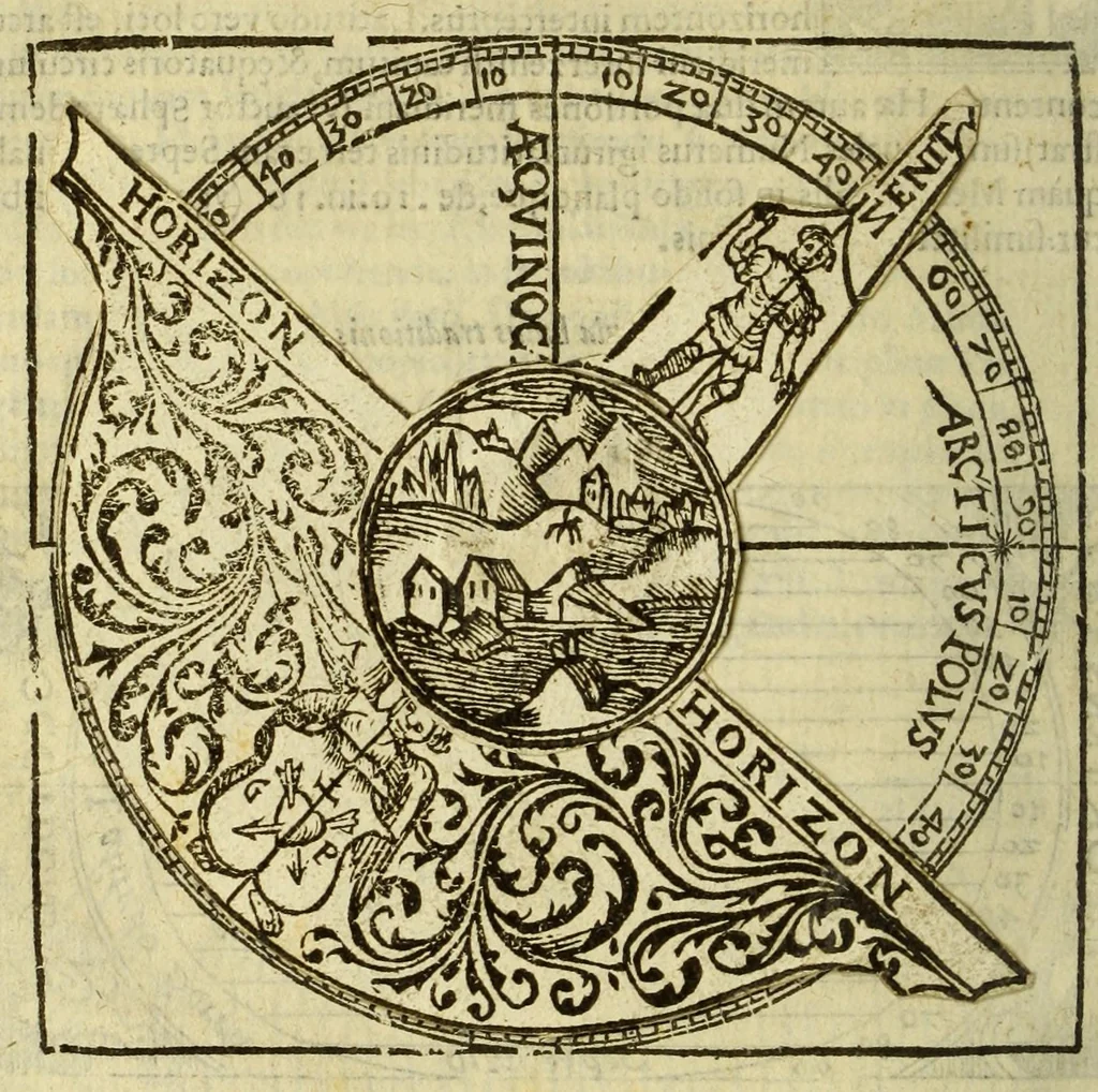 An illustration from Cosmographia Petri Apiani,, 1574, leaf 26