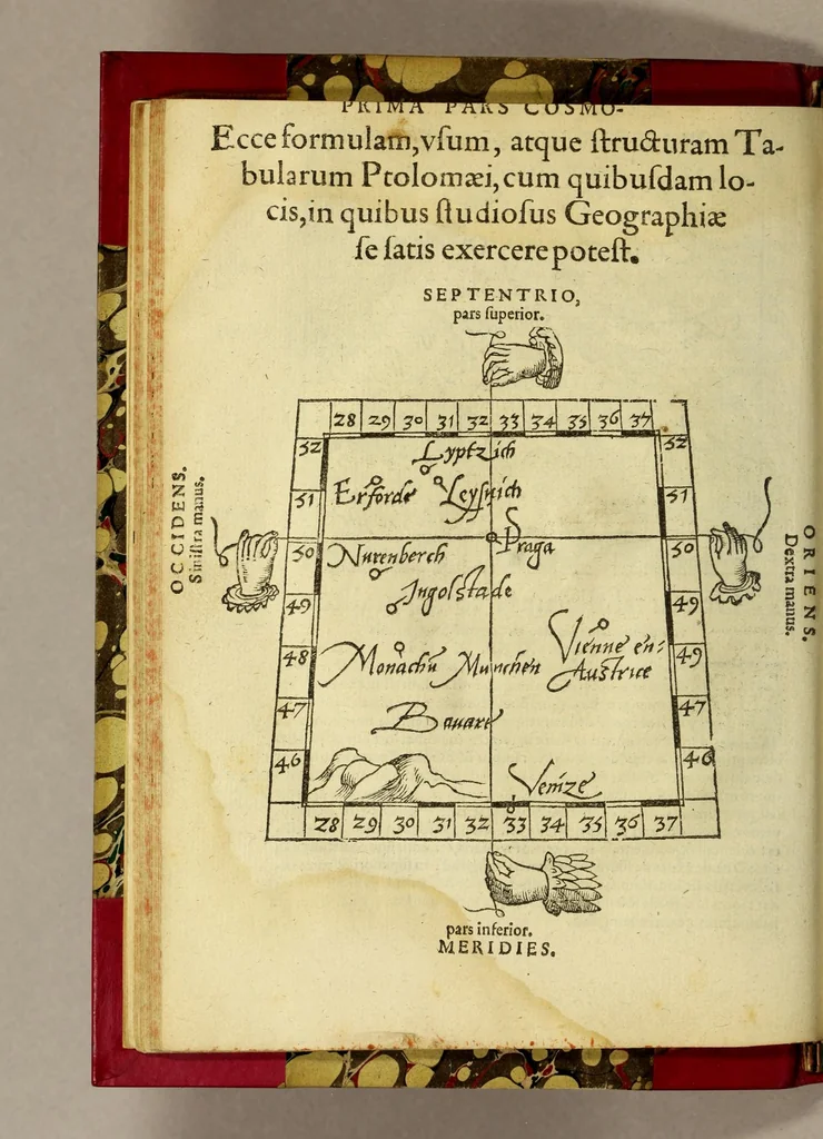 An illustration from Cosmographia Petri Apiani,, 1574, leaf 62