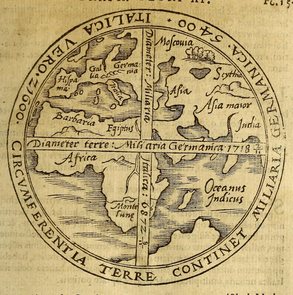 An illustration from Cosmographia Petri Apiani,, 1574, leaf 43