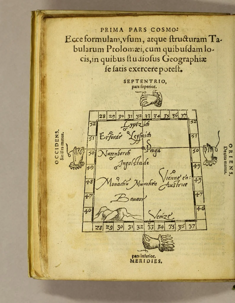 An illustration from Cosmographia Petri Apiani,, 1574, leaf 66