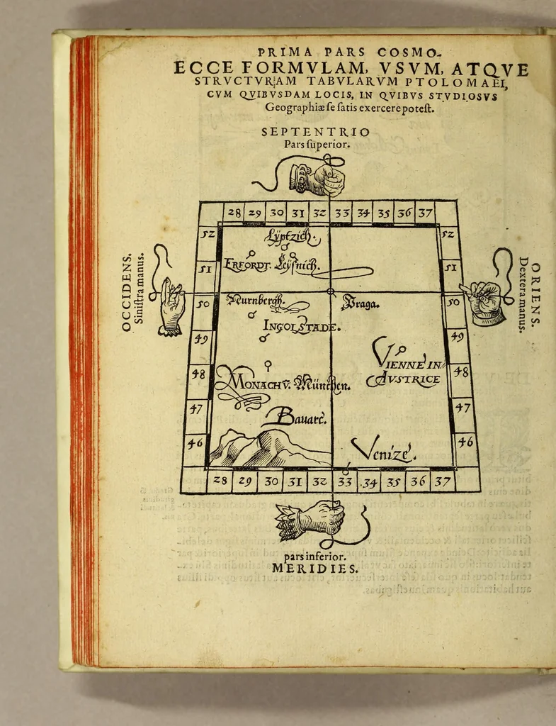 An illustration from Cosmographia Petri Apiani,, 1574, leaf 60