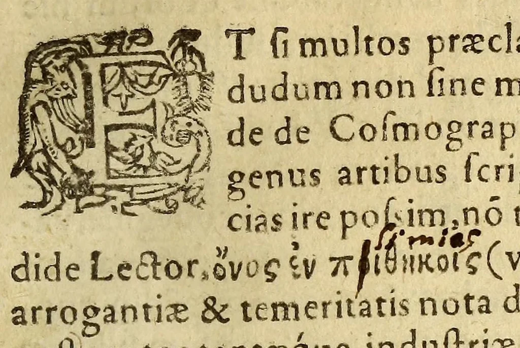 An illustration from Cosmographia siue geographia D. Iacobi Cheyneii ... duobus libris comprehensa. Accessit Gemmæ Phrysij medici ac mathematici De orbis diuisione, [et] insulis recenter inuentis, opusculum longe, quam ante hac castigatius, 1599, leaf 19