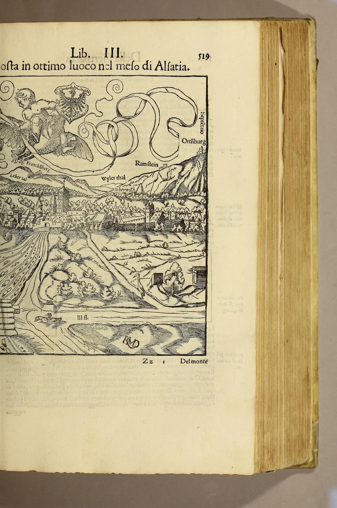An illustration from Cosmographia vniuersale, nella quale secondo che n'hanno parlato : ipiu veraci scrittori, son designati i siti di tutti gli paësi. I siti de tutte le parti del mondo habitabile, & le proprie doti: le tauole topographice delle regioni ..., 1575, leaf 591