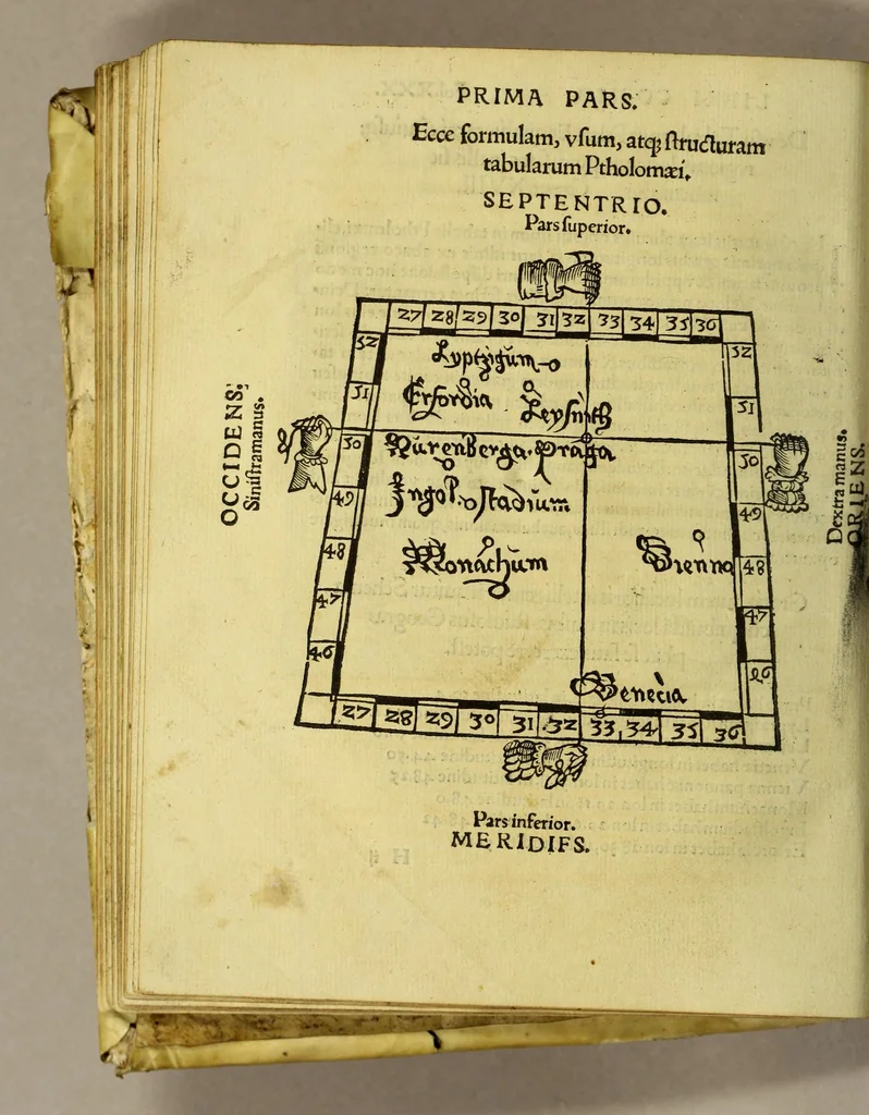 An illustration from Cosmographicus liber Petri Apiani mathematici,, 1533, leaf 64