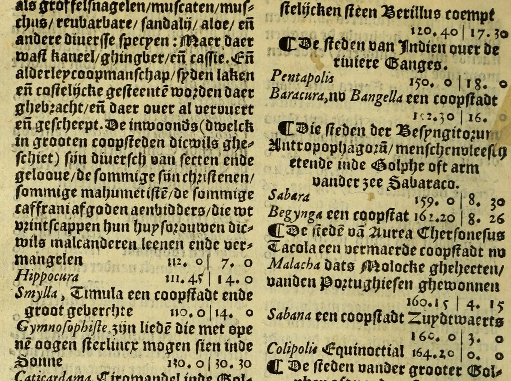 An illustration from Cosmographie, oft Beschrijuinghe der gheheelder werelt van Petrus Apianus, derdewerf ghecorrigeert van Gemma Frisio ... Metten zeecompasse ende anderen boecxkens byden selve[n] Gemma daer toegedaen, 1561, leaf 100
