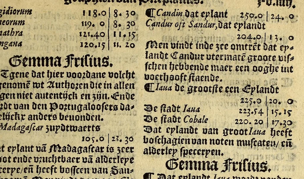An illustration from Cosmographie, oft Beschrijuinghe der gheheelder werelt van Petrus Apianus, derdewerf ghecorrigeert van Gemma Frisio ... Metten zeecompasse ende anderen boecxkens byden selve[n] Gemma daer toegedaen, 1561, leaf 111