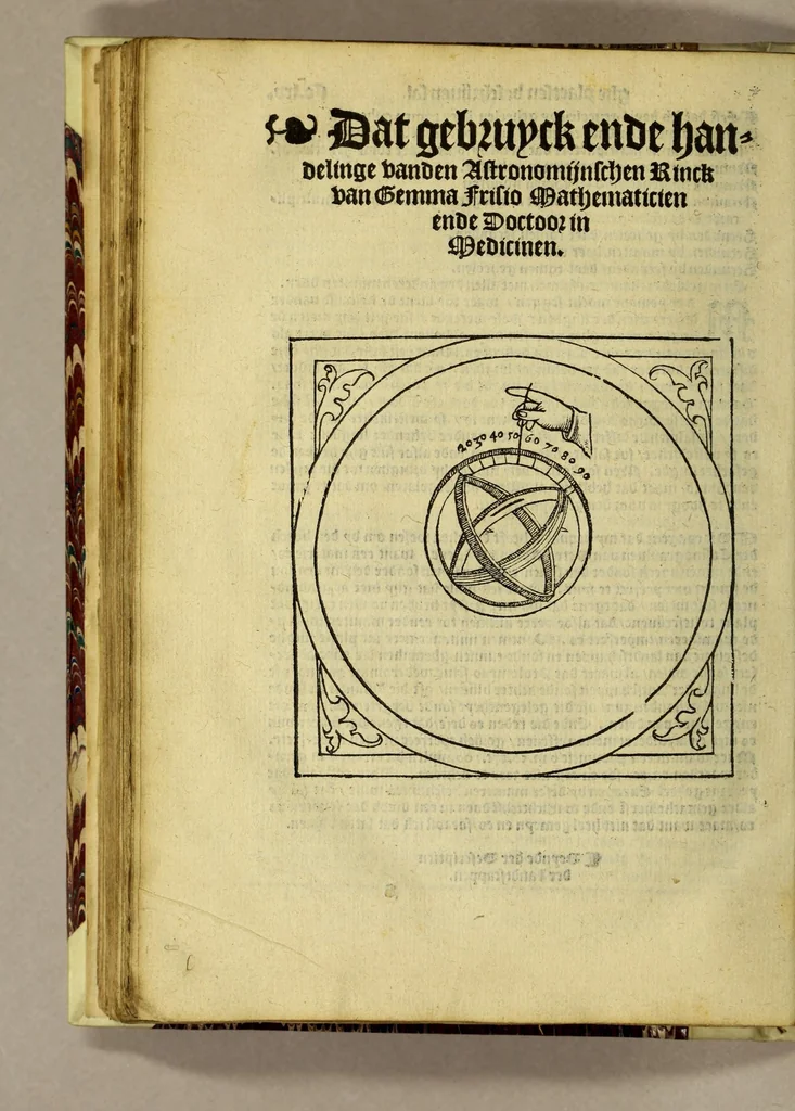 An illustration from Cosmographie, oft Beschrijuinghe der gheheelder werelt van Petrus Apianus, derdewerf ghecorrigeert van Gemma Frisio ... Metten zeecompasse ende anderen boecxkens byden selve[n] Gemma daer toegedaen, 1561, leaf 134