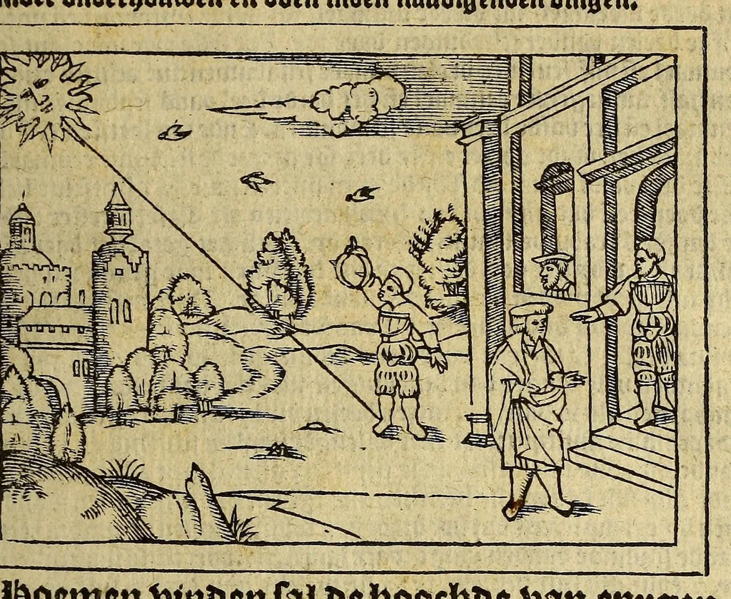 An illustration from Cosmographie, oft Beschrijuinghe der gheheelder werelt van Petrus Apianus, derdewerf ghecorrigeert van Gemma Frisio ... Metten zeecompasse ende anderen boecxkens byden selve[n] Gemma daer toegedaen, 1561, leaf 147