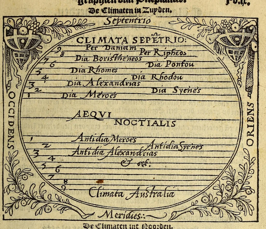 An illustration from Cosmographie, oft Beschrijuinghe der gheheelder werelt van Petrus Apianus, derdewerf ghecorrigeert van Gemma Frisio ... Metten zeecompasse ende anderen boecxkens byden selve[n] Gemma daer toegedaen, 1561, leaf 21