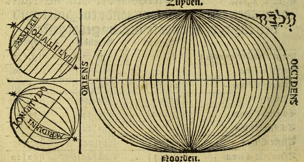 An illustration from Cosmographie, oft Beschrijuinghe der gheheelder werelt van Petrus Apianus, derdewerf ghecorrigeert van Gemma Frisio ... Metten zeecompasse ende anderen boecxkens byden selve[n] Gemma daer toegedaen, 1561, leaf 22