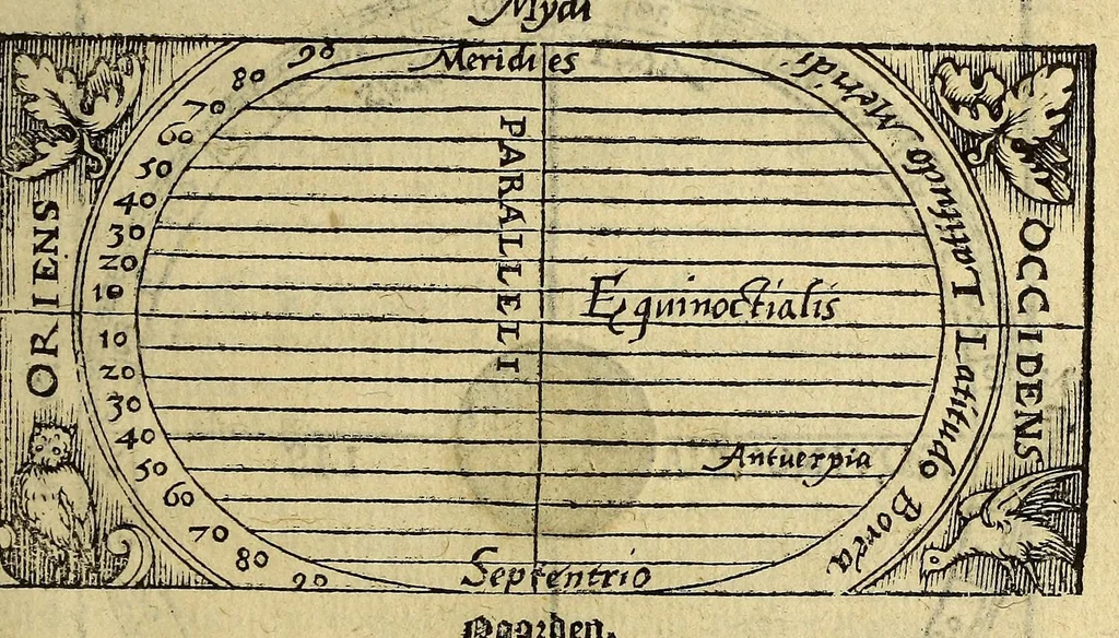 An illustration from Cosmographie, oft Beschrijuinghe der gheheelder werelt van Petrus Apianus, derdewerf ghecorrigeert van Gemma Frisio ... Metten zeecompasse ende anderen boecxkens byden selve[n] Gemma daer toegedaen, 1561, leaf 23