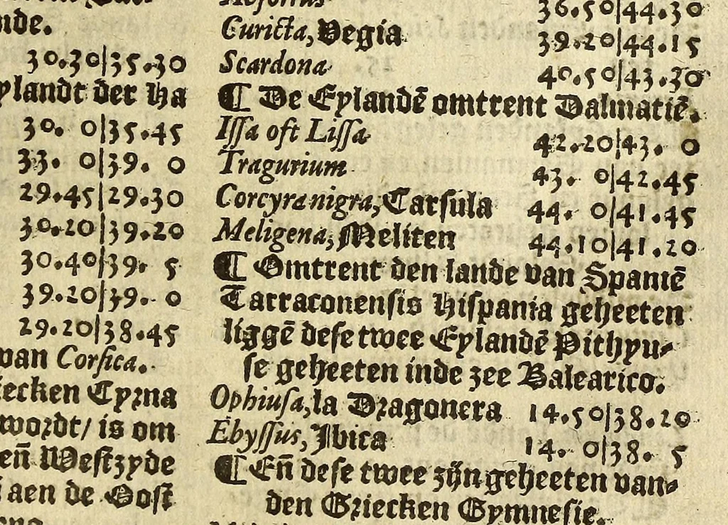 An illustration from Cosmographie, oft Beschrijuinghe der geheelder werelt van Petrus Apianus. derdwerf nu ghecorrigeert van Gemma Frisio ... Metten zeecompasse ende anderen boecxkens byden selve[n] Gemma daer toegedaen, 1553, leaf 107