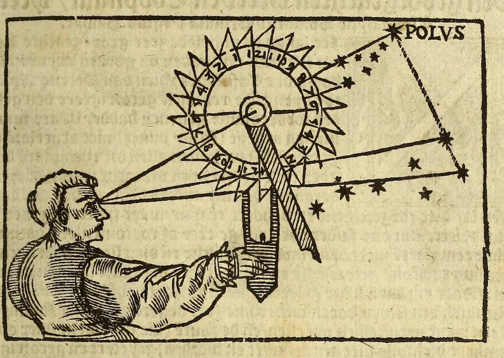 An illustration from Cosmographie, oft Beschrijuinghe der geheelder werelt van Petrus Apianus. derdwerf nu ghecorrigeert van Gemma Frisio ... Metten zeecompasse ende anderen boecxkens byden selve[n] Gemma daer toegedaen, 1553, leaf 121
